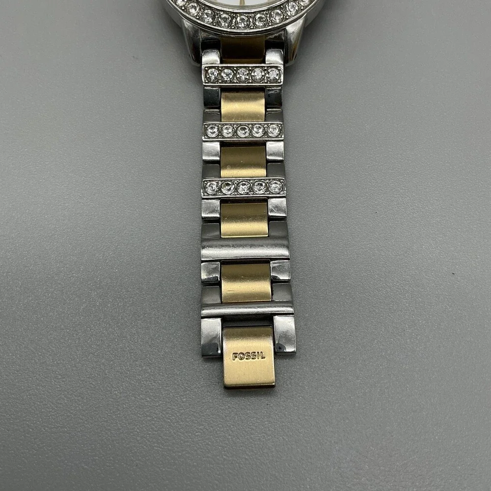 Fossil Jesse ES2409 Womens Watch 34mm Two Tone Crystal Bezel New Battery